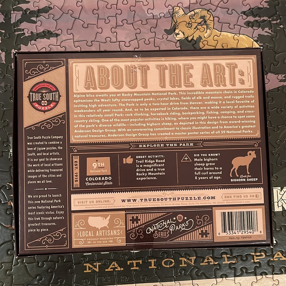EUC Rocky Mountain National Park 500 Pieces Puzzle, True South Co. - Picture 7 of 7